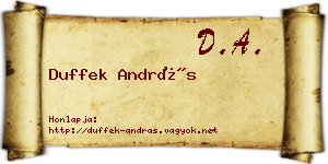 Duffek András névjegykártya