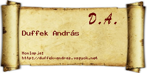 Duffek András névjegykártya